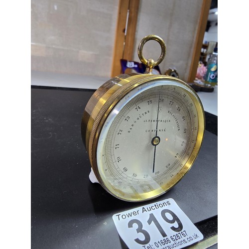 319 - A good quality brass holosteric barometer by HPBN (Pertuis Hulot Bourgeois Naudet), in excellent loo... 