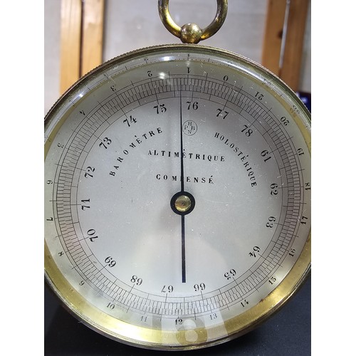 319 - A good quality brass holosteric barometer by HPBN (Pertuis Hulot Bourgeois Naudet), in excellent loo... 