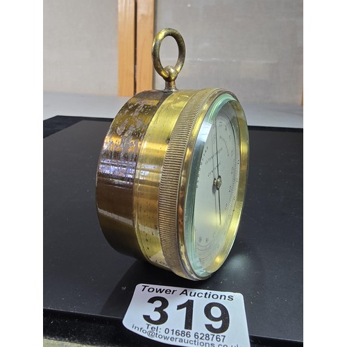 319 - A good quality brass holosteric barometer by HPBN (Pertuis Hulot Bourgeois Naudet), in excellent loo... 