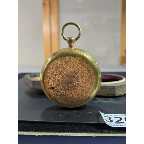 320 - A good antique English cased pocket barometer/altimeter by Short & Mason London 