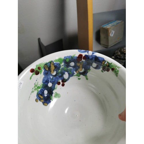 159 - A hand painted ceramic lemonade set with a forest scene to the sides along with 2x studio pottery pi... 