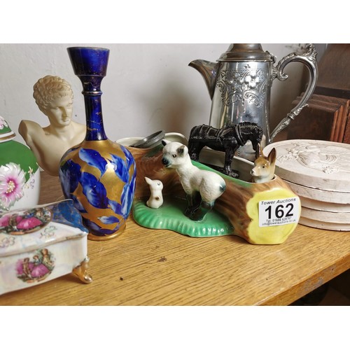 162 - Quantity of collectables inc an antique silver plate coffee pot, various collectables incl. small an... 