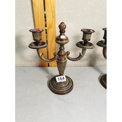 164 - A pair of good quality metal 2 candle Laura Ashley candelabras with bronze effect colouring both in ... 