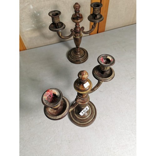 164 - A pair of good quality metal 2 candle Laura Ashley candelabras with bronze effect colouring both in ... 