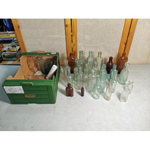 171 - Box containing a large quantity of vintage bottles inc Camp Coffee, medical bottles, beer bottles, w... 