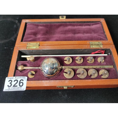 326 - A good antique cased hydrometer by G.H.Zeal ltd London, the set looks fully complete which includes ... 