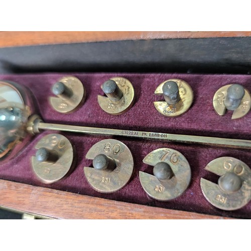 326 - A good antique cased hydrometer by G.H.Zeal ltd London, the set looks fully complete which includes ... 