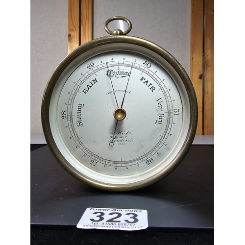 323 - A good quality antique J.Hicks London 9560 brass cased barometer in excellent clean condition with a... 