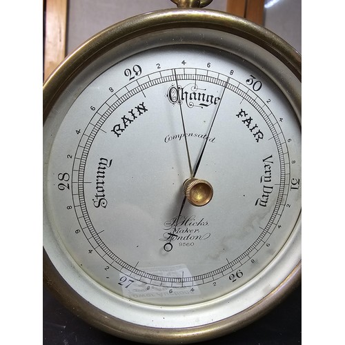 323 - A good quality antique J.Hicks London 9560 brass cased barometer in excellent clean condition with a... 