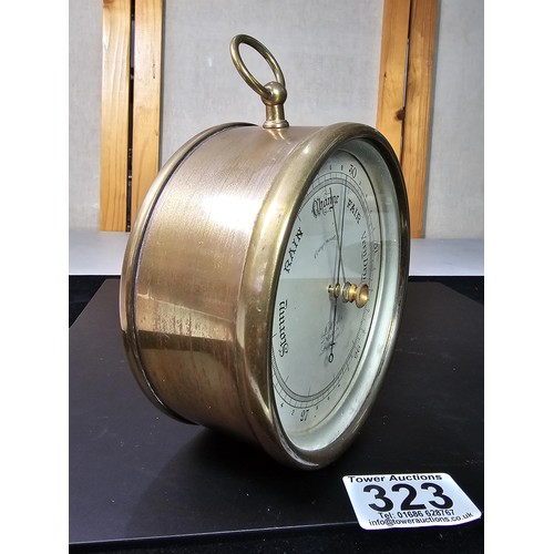 323 - A good quality antique J.Hicks London 9560 brass cased barometer in excellent clean condition with a... 