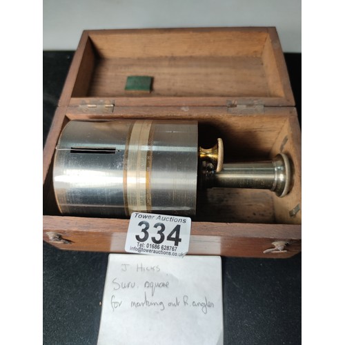 334 - A good cased pantometer by J.Hicks London, for marking out right angles. In good looked after condit... 