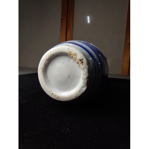 330 - A good 19th century antique Japanese Arita blue and white porcelain vase with crimped rim, Meiji per... 