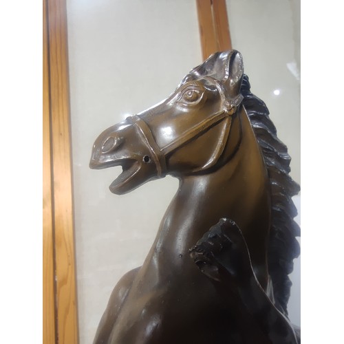 340 - A large and impressive spelter man and horse figure in the style of the Marley bronzes good detailed... 