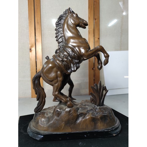 340 - A large and impressive spelter man and horse figure in the style of the Marley bronzes good detailed... 