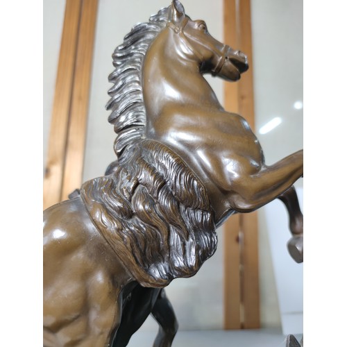 340 - A large and impressive spelter man and horse figure in the style of the Marley bronzes good detailed... 