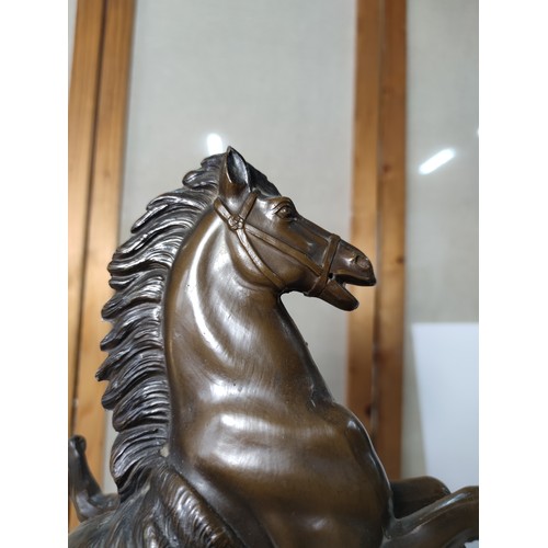 340 - A large and impressive spelter man and horse figure in the style of the Marley bronzes good detailed... 