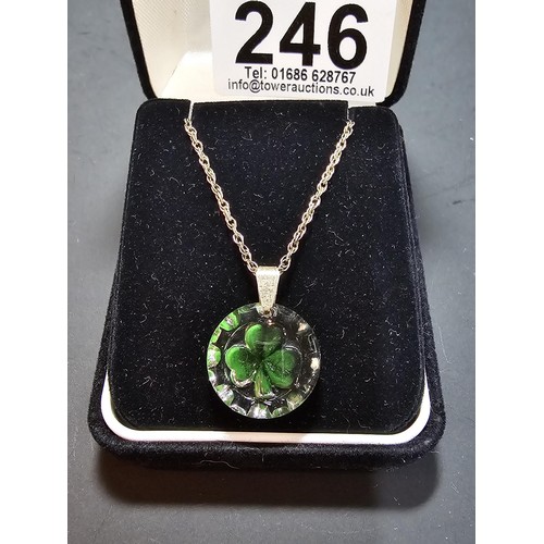 246 - A handcrafted Celtic Crystal Jewellery sterling silver necklace featuring a crystal glass pendant wi... 