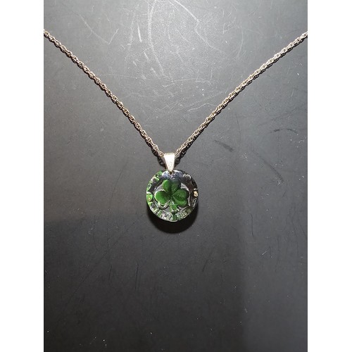 246 - A handcrafted Celtic Crystal Jewellery sterling silver necklace featuring a crystal glass pendant wi... 