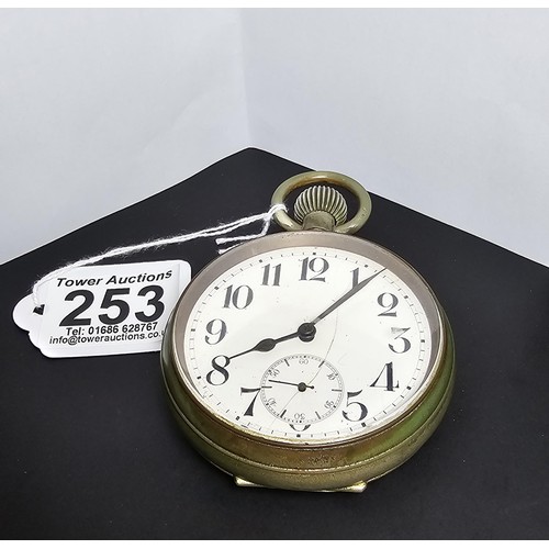 253 - An oversized Goliath pocketwatch of grand proportions featuring an enamel dial, in good overall cond... 