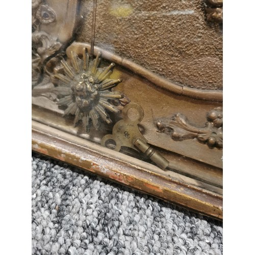 362 - Antique picture frame gilt french clock with floral decoration to the frame in need of restoration c... 