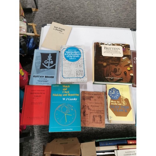 372 - 2 boxes of large quantity books all relating to clocks and watches and is a comprehensive collection... 