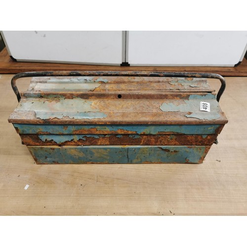 408 - A good quality cantilever tool box full of tools, inc spanners, screwdrivers, ratchets etc