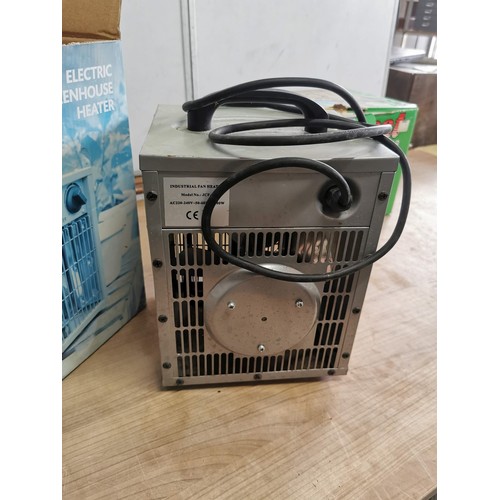 414 - Boxed auto heat greenhouse fan heater 2500w along with a boxed apollo electric greenhouse heater