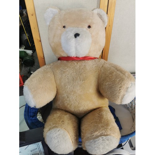 466 - A large collection of various odds which includes a large 66cm tall vintage teddy, a large 45cm blue... 