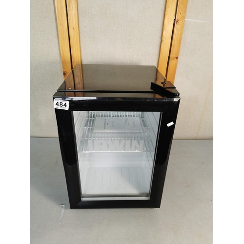 484 - A good quality small tabletop fridge with advertising for Irwin tools, model JGASC21 is of a 21L siz... 