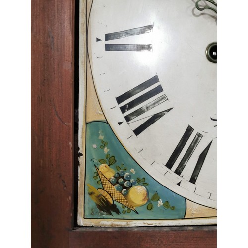 139 - An antique 8 day 1850 grandfather / longcase  clock in mahogany with hand painted dial depicting a b... 