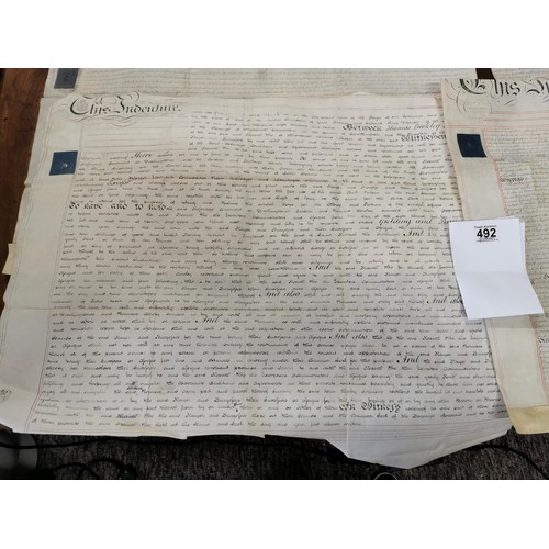 492 - A collection of very early antique hand written certificates all relating to marriages and all datin... 