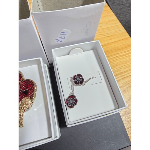 201 - Collection of 8x boxed as new Royal British Legion Remembrance Day jewellery which includes earrings... 