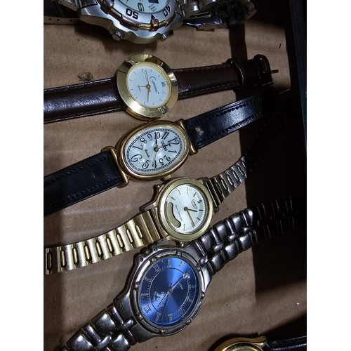 203 - Large collection of 20x various wrist watches along with a vintage powder compact and 3x clocks. Wat... 