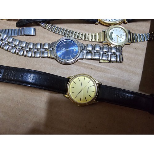 203 - Large collection of 20x various wrist watches along with a vintage powder compact and 3x clocks. Wat... 