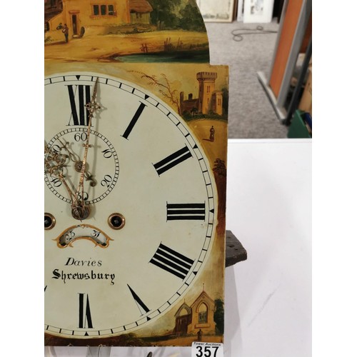 357 - Good quality antique grandfather clock / long case clock dial and movement for a 8 day clock with ha... 