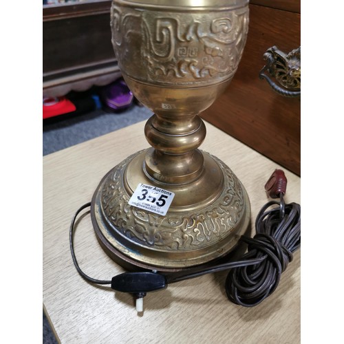 355 - Vintage 1960's Japanese impressive brass table lamp with two bulb holders and adjustable nice heavy ... 