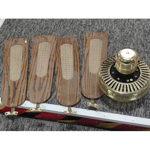 85A - Good quality 4 bladed ceiling fan in good overall condition, wooden blades.