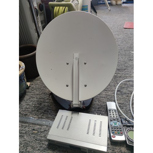 420 - Cased Tevion vision digital mini satellite system with receiver and remote and cables, in good order... 