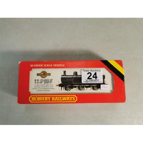 24 - A Hornby 00 gauge R058 BR Class 3F 0-6-0T Jinty locomotive - BR black, white and red lined livery an... 