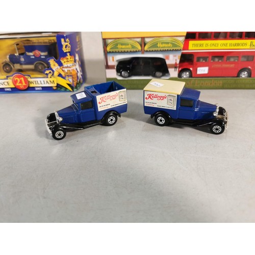 34 - Collection of diecast vehicles inc 2x Kellogs vans by Matchbox, a boxed LLedo Prince William 21st Bi... 