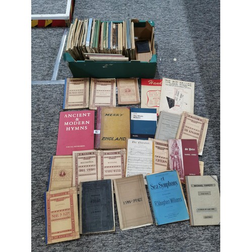 63 - Box containing a large quantity of sheet music in books mostly Purcell Novello's books inc Elgar, Ha... 