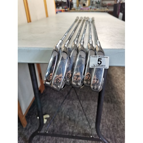 5 - A selection of 6x golf irons to include 3x 7 irons (one being a junior iron), 2x 6 irons and a 4 iro... 