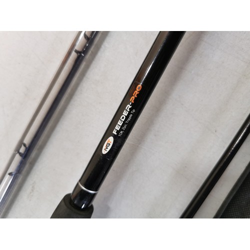 10 - An NGT Feeder pro 10F 2 piece triple tip fishing rod inc 3 cased tips with original covers.