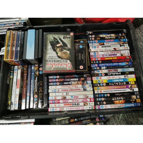 65 - 2x crates and a large bag of over 150 DVD's of many different genre of many various titles inc Billy... 