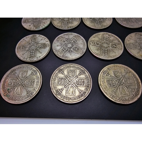 288 - A large collection of 15x British silver florin coins all   of the coins Predates 1947. Please study... 