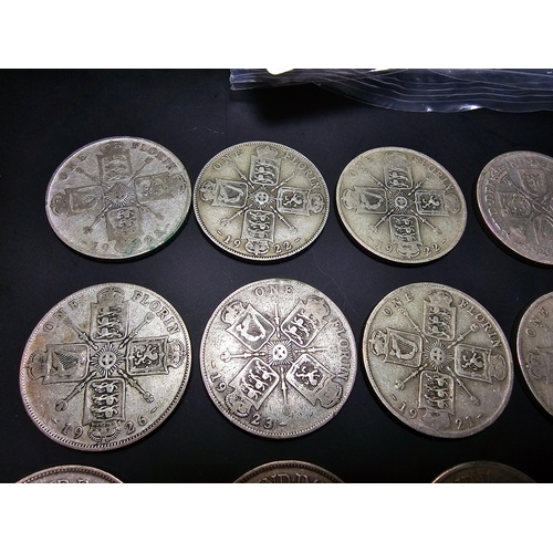 288 - A large collection of 15x British silver florin coins all   of the coins Predates 1947. Please study... 