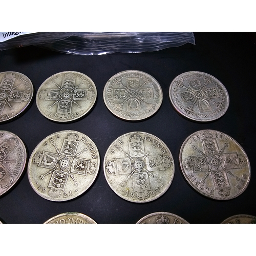 288 - A large collection of 15x British silver florin coins all   of the coins Predates 1947. Please study... 