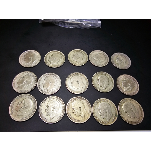 288 - A large collection of 15x British silver florin coins all   of the coins Predates 1947. Please study... 