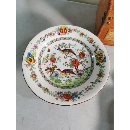 80 - Quantity of collectables to inc an antique Golden Pheasant design Spode cake stand along with a pair... 
