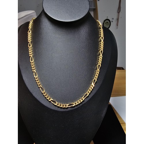 191 - A good unused 18ct gold plated neck chain with a figaro link design, complete with presentation box,... 